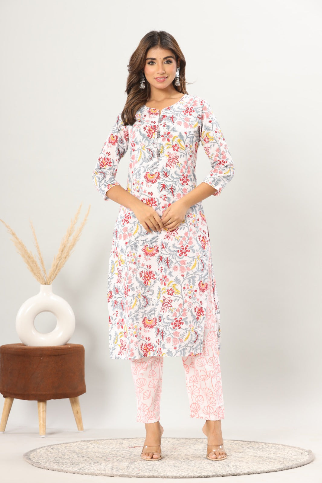 cotton printed kurti pant set