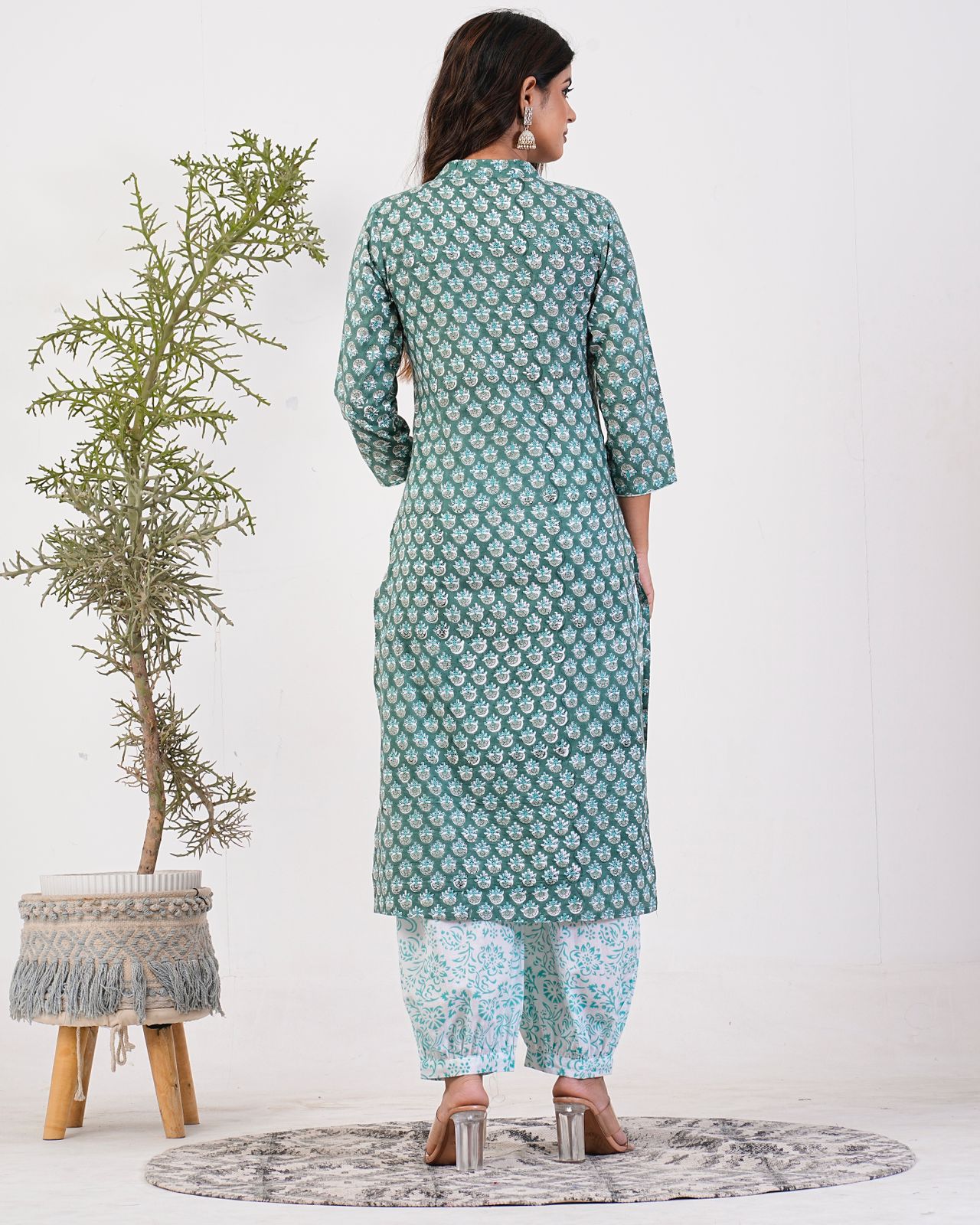 cotton printed kurti pant set