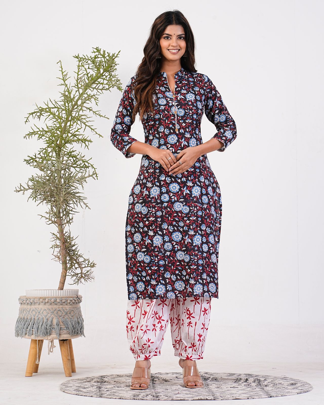 cotton printed kurti pant set