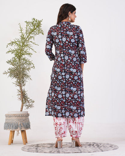 cotton printed kurti pant set