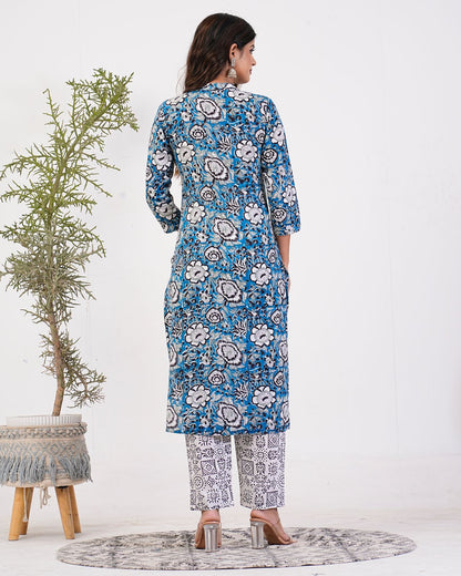 cotton printed kurti pant set