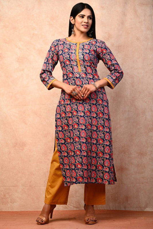cotton printed kurti pant set