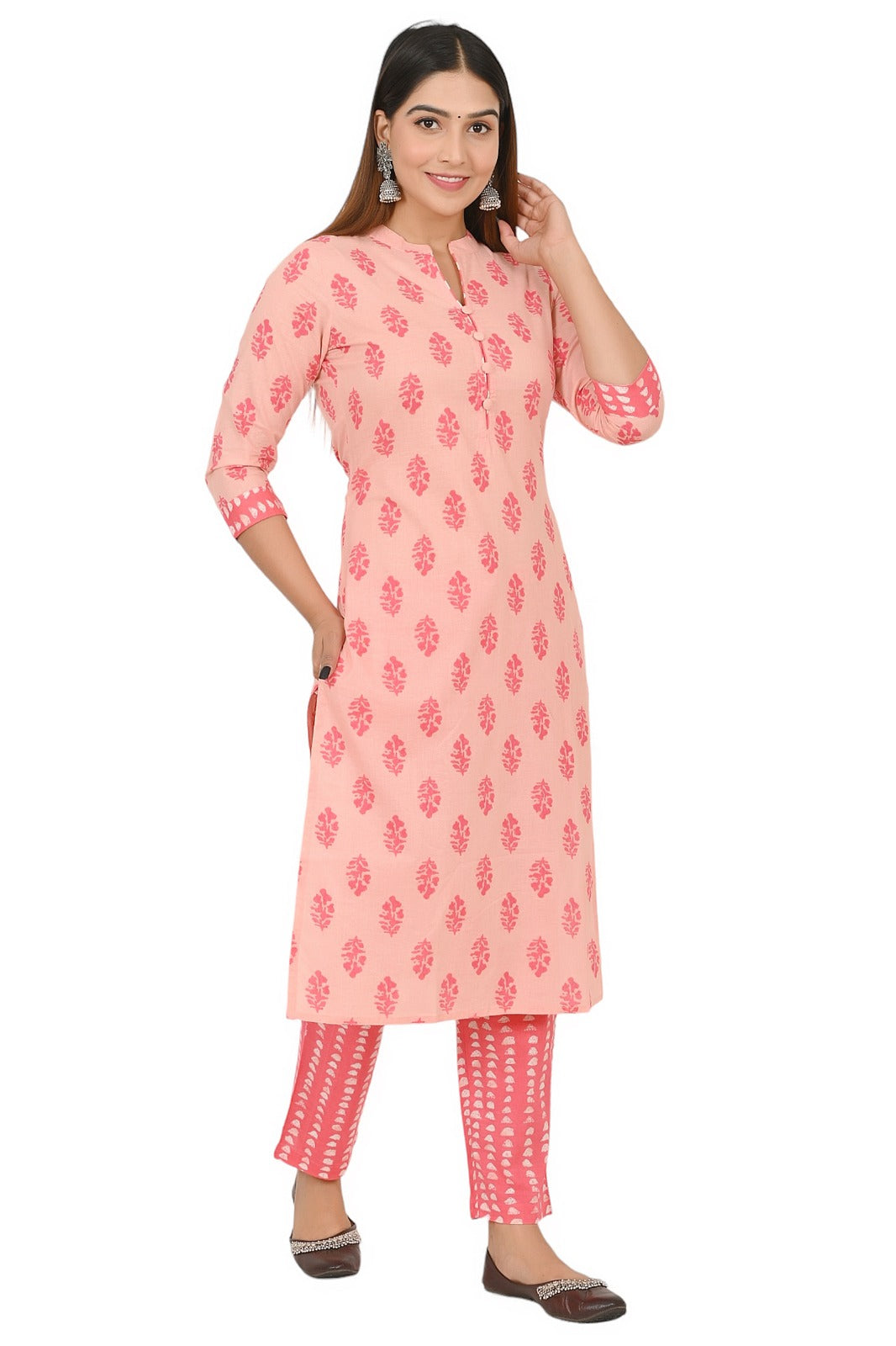 cotton printed kurti pant set