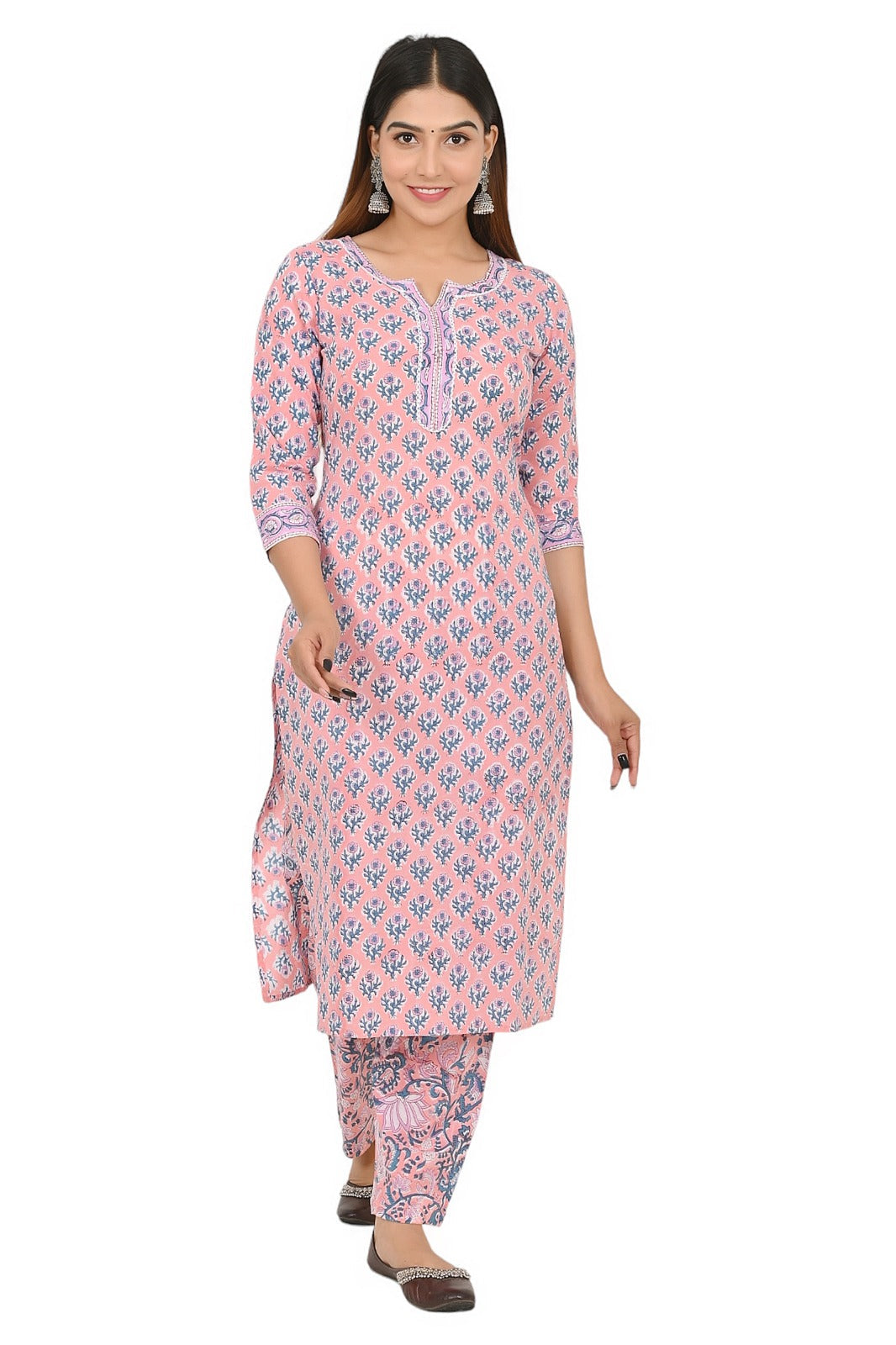 cotton printed kurti pant set