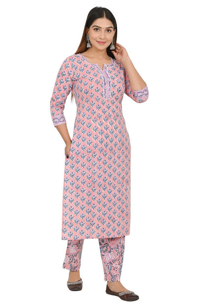 cotton printed kurti pant set