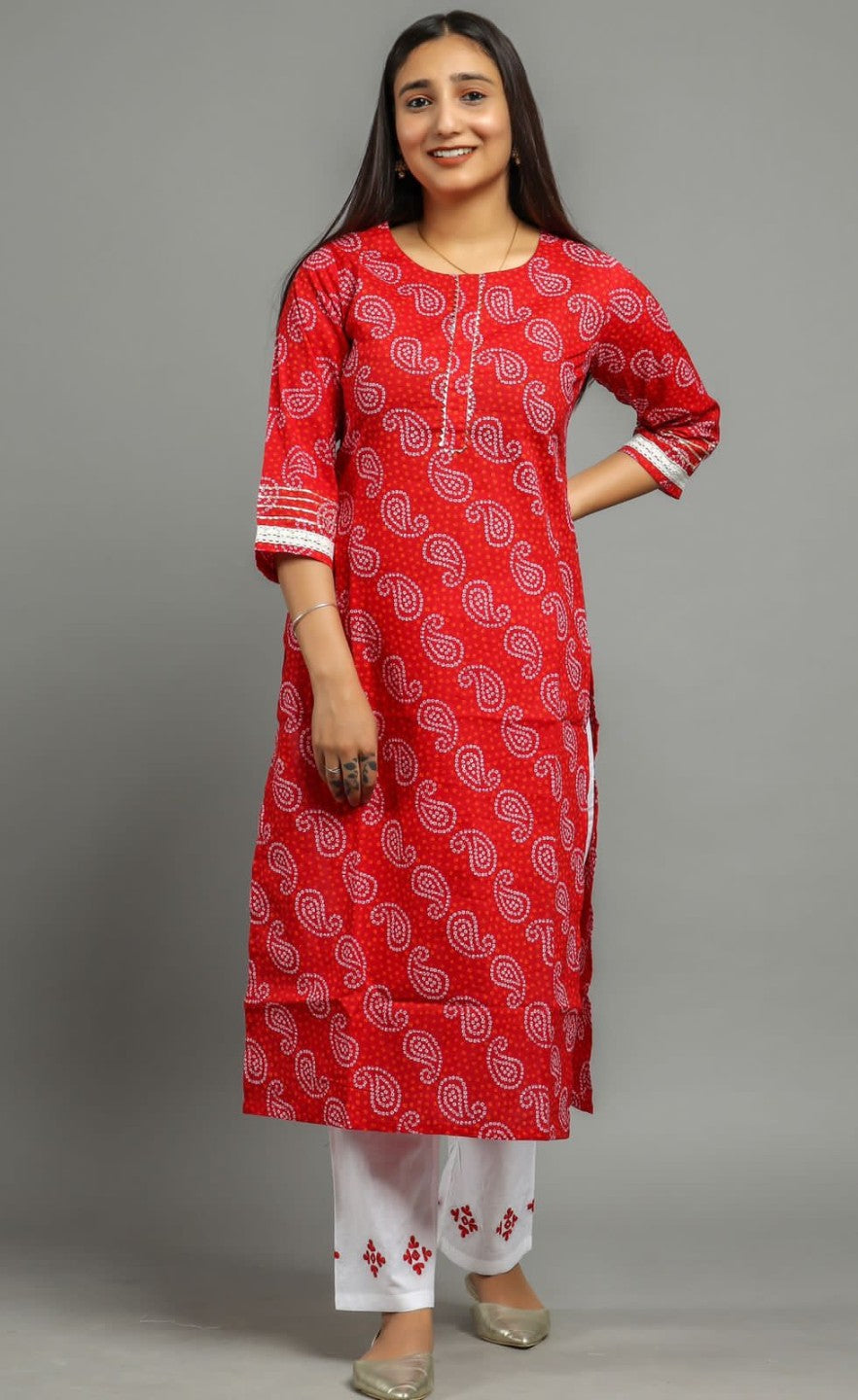 cotton printed kurti pant set
