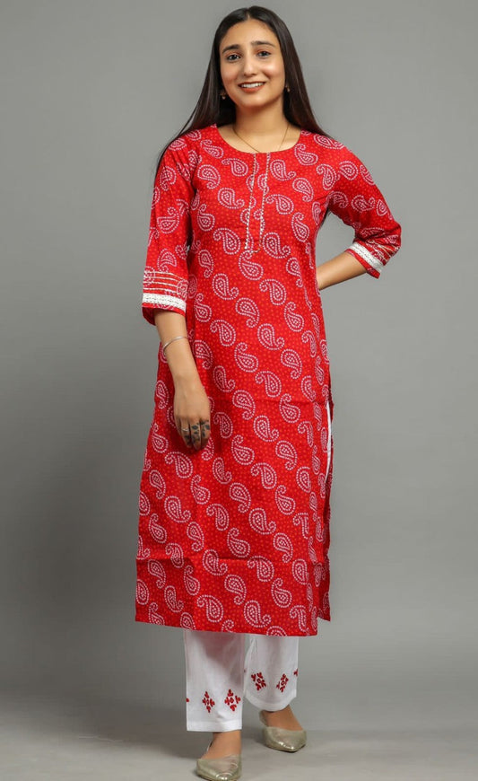cotton printed kurti pant set