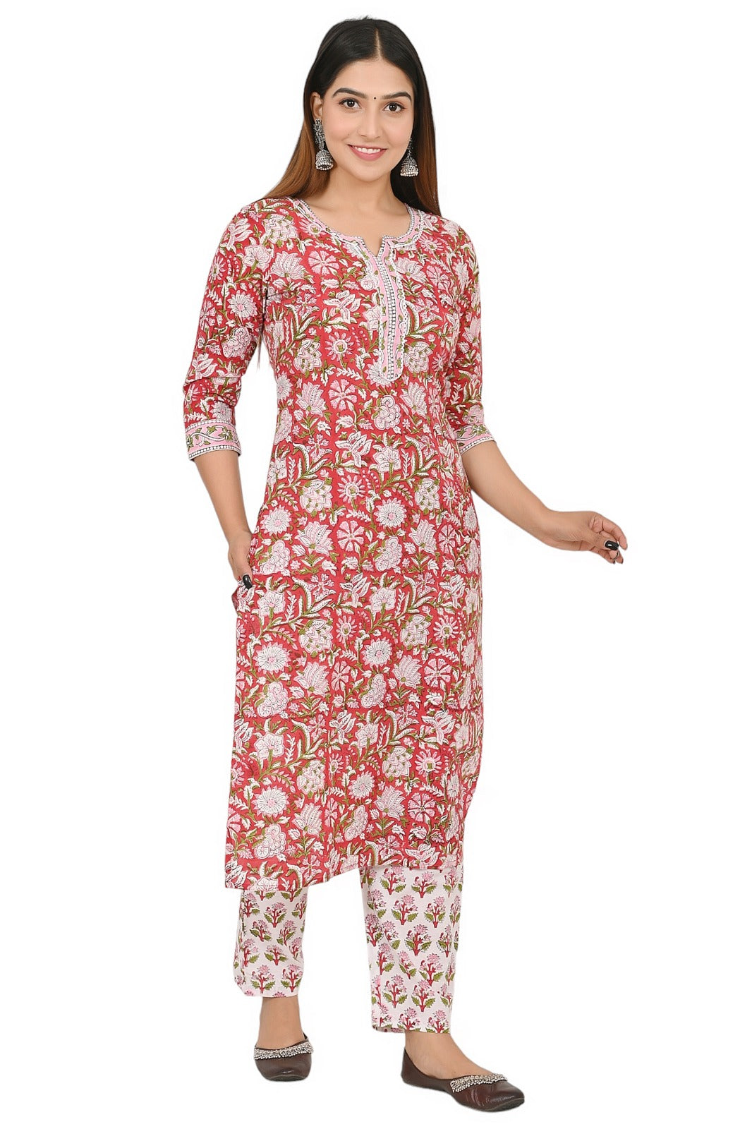 cotton printed kurti pant set
