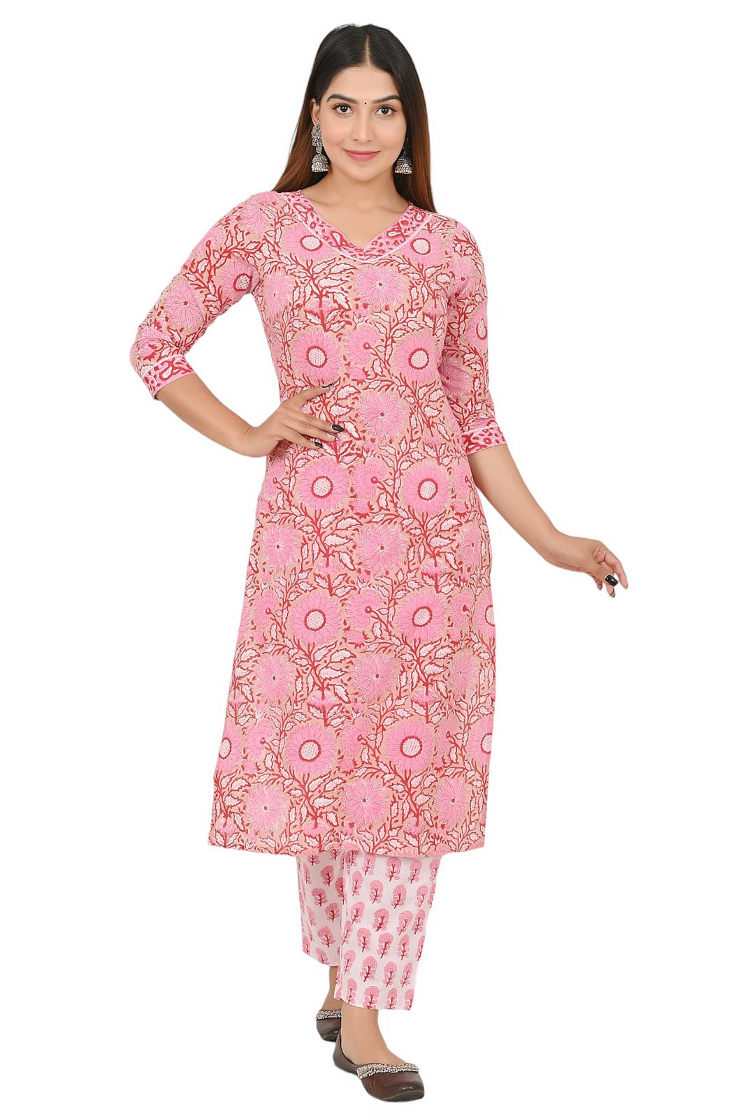 cotton printed kurti pant set