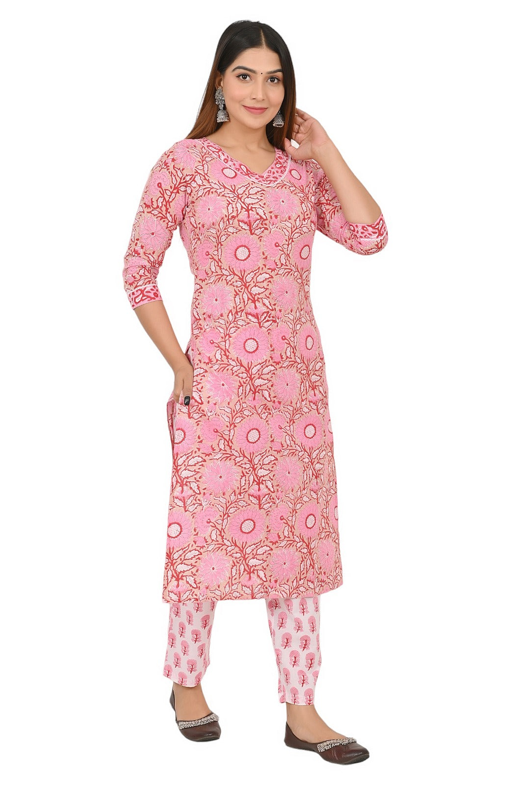 cotton printed kurti pant set