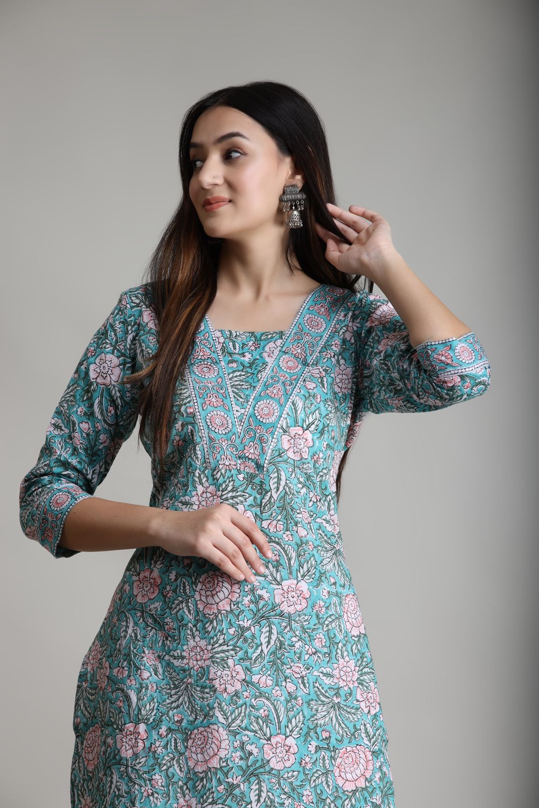 cotton printed kurti pant set