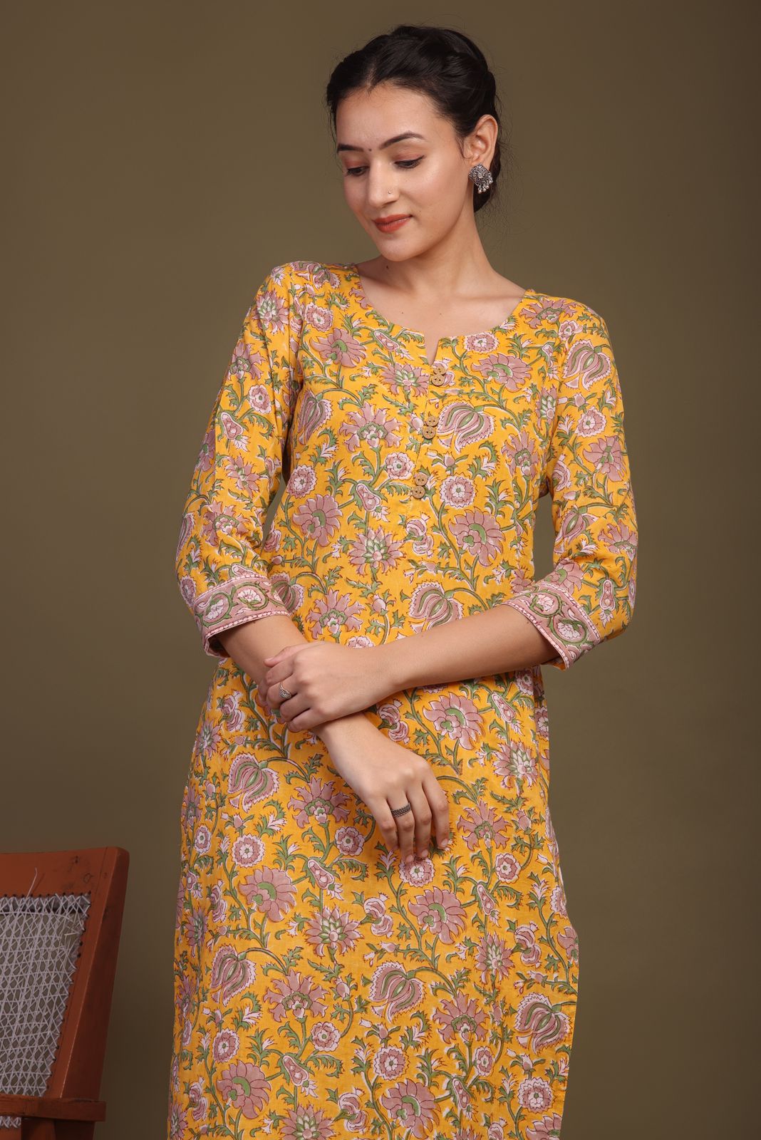 cotton printed kurti pant set