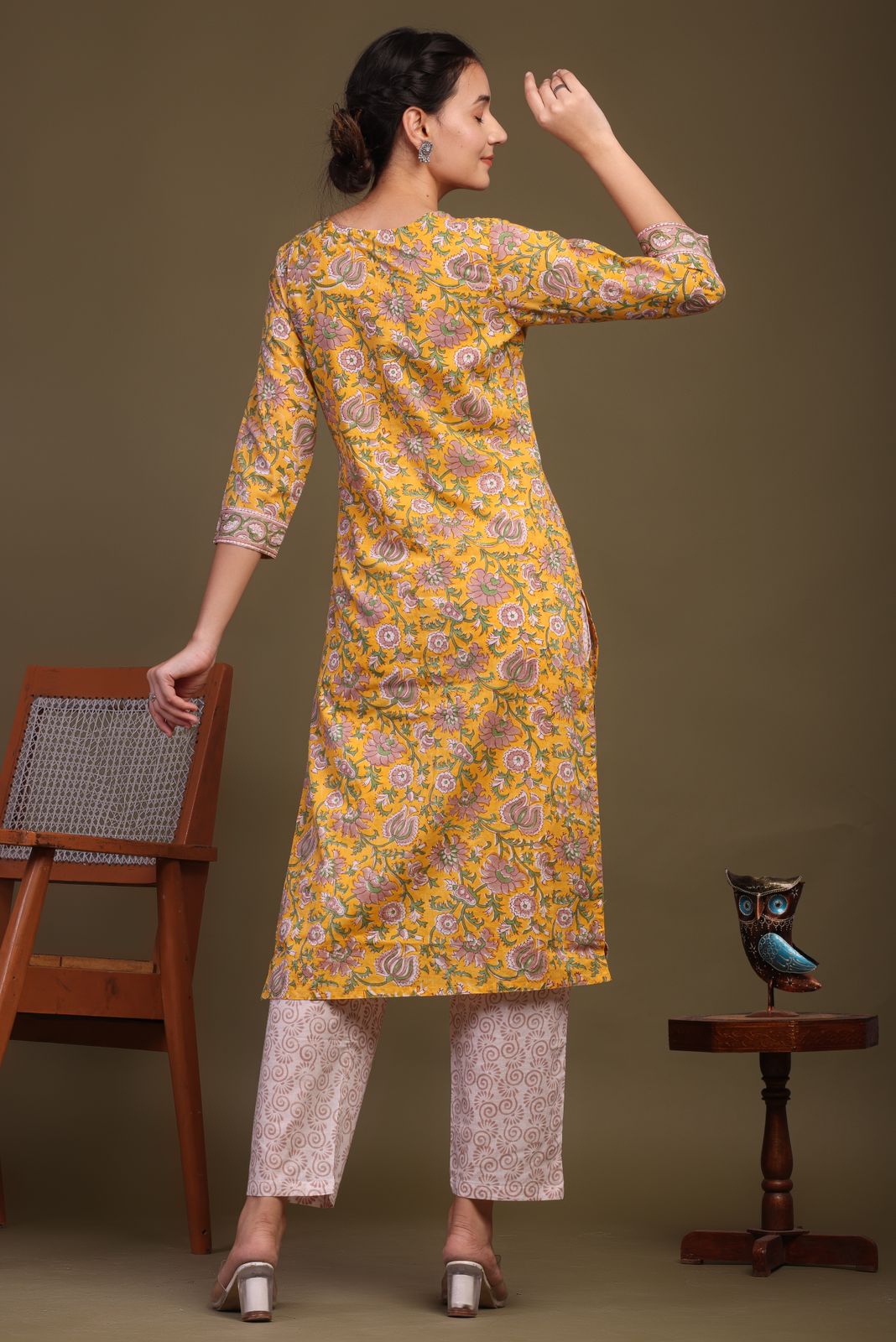 cotton printed kurti pant set