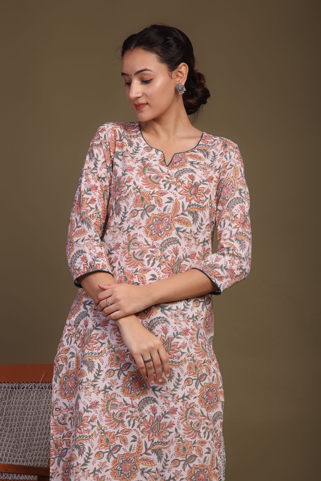 cotton printed kurti pant set