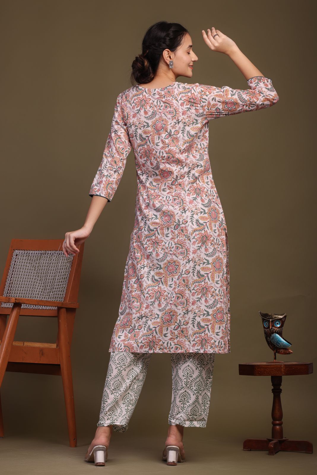 cotton printed kurti pant set