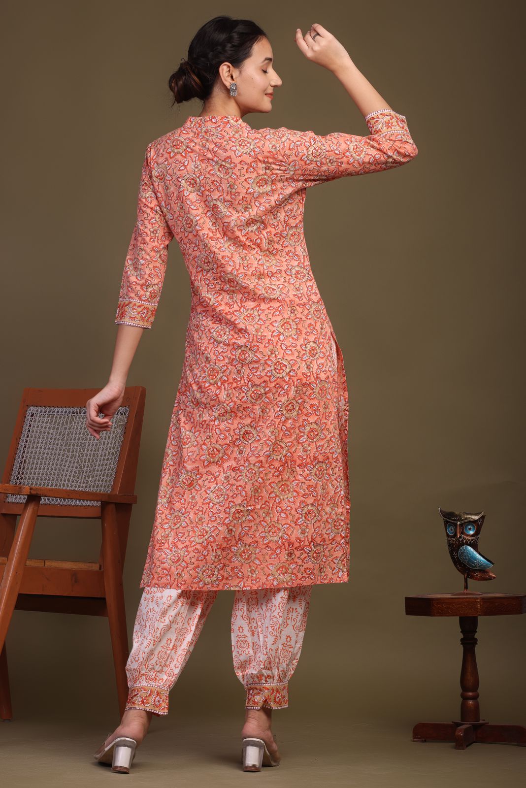 cotton printed kurti pant set