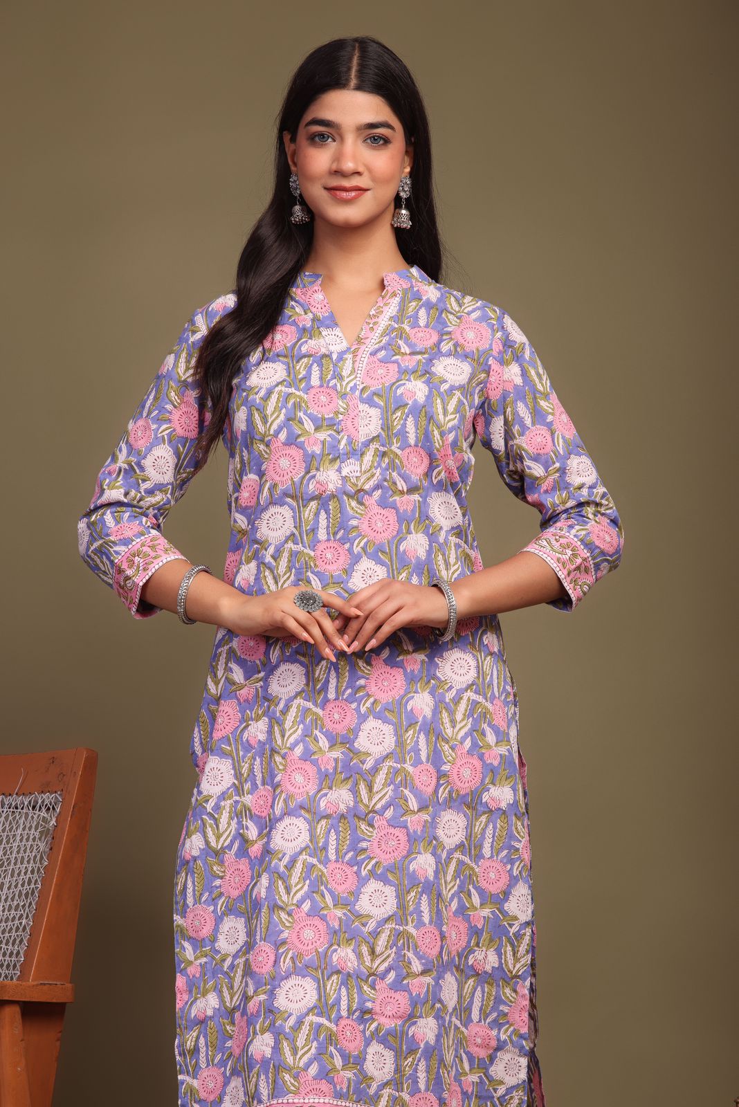 cotton printed kurti pant set