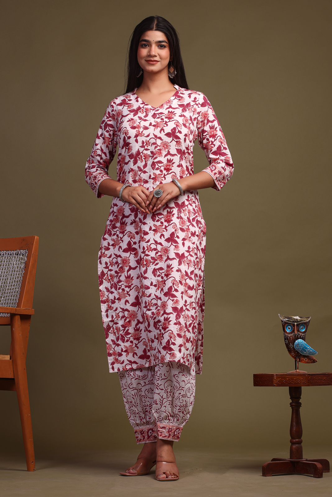 cotton printed kurti pant set