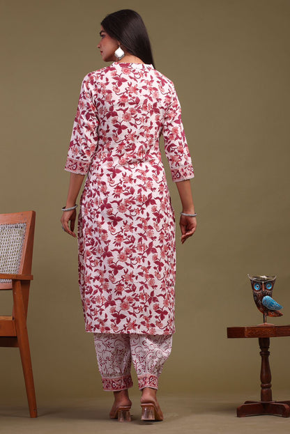 cotton printed kurti pant set