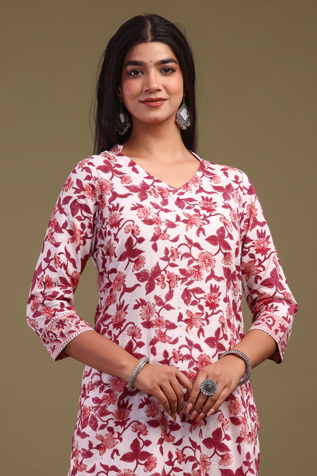 cotton printed kurti pant set