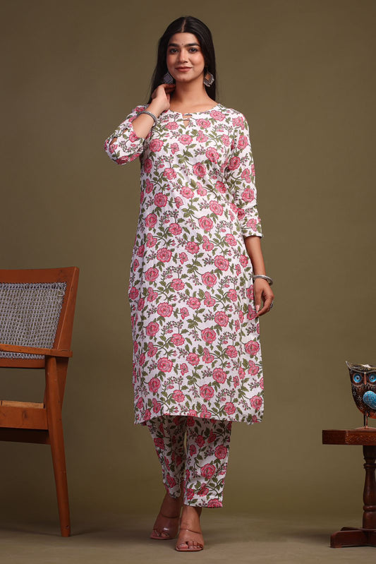 cotton printed kurti pant set