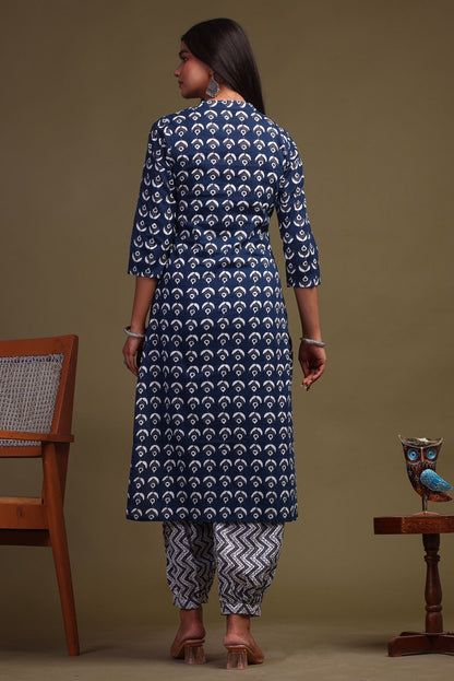 cotton printed kurti pant set