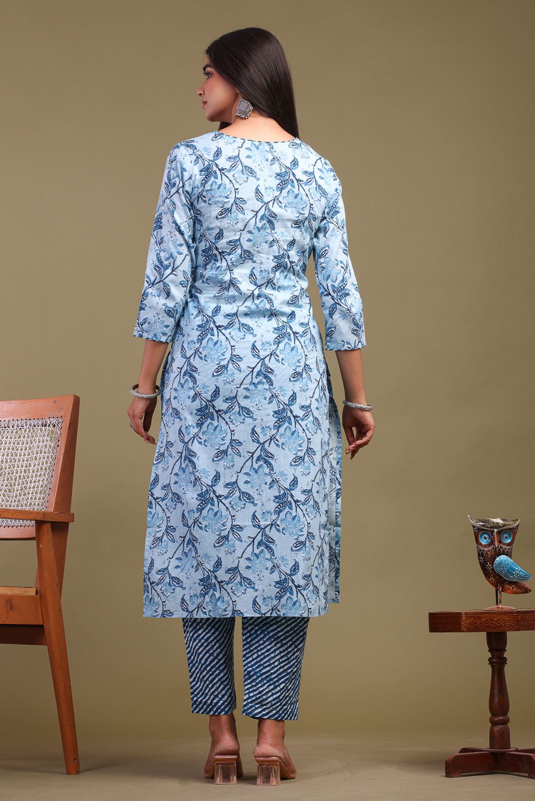 cotton printed kurti pant set