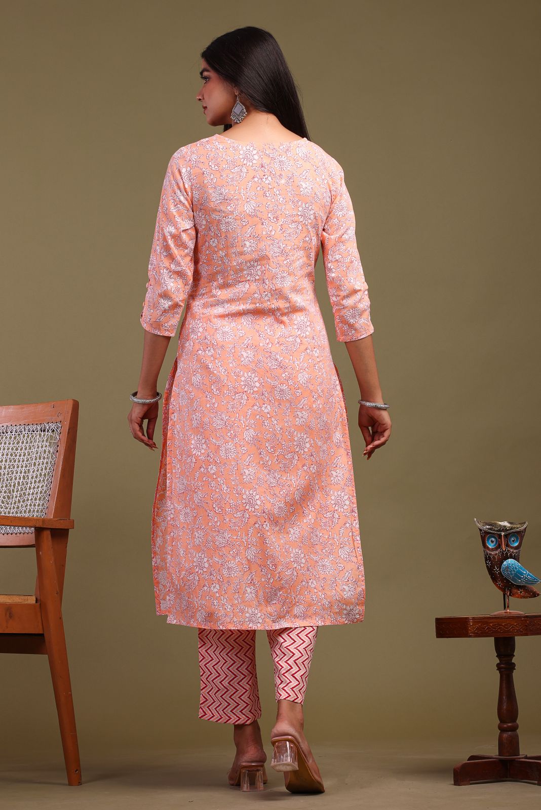 cotton printed kurti pant set