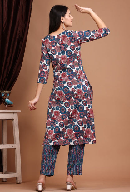 cotton printed kurti pant set