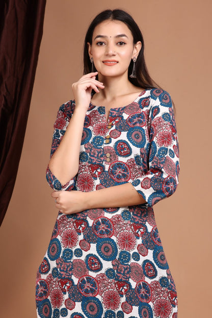 cotton printed kurti pant set