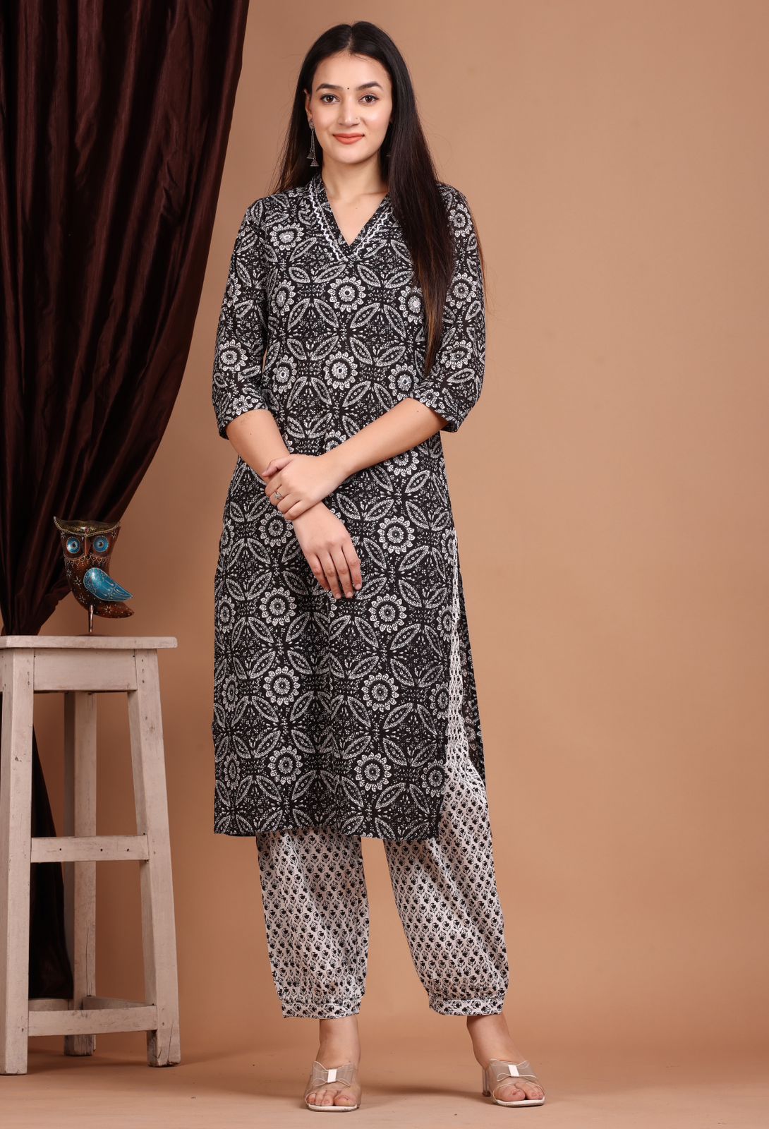 cotton printed kurti pant set