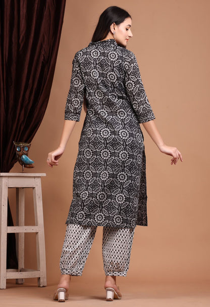 cotton printed kurti pant set