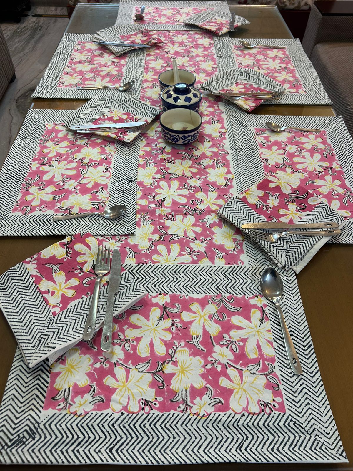 Hand Block Printed Dining Mat Set