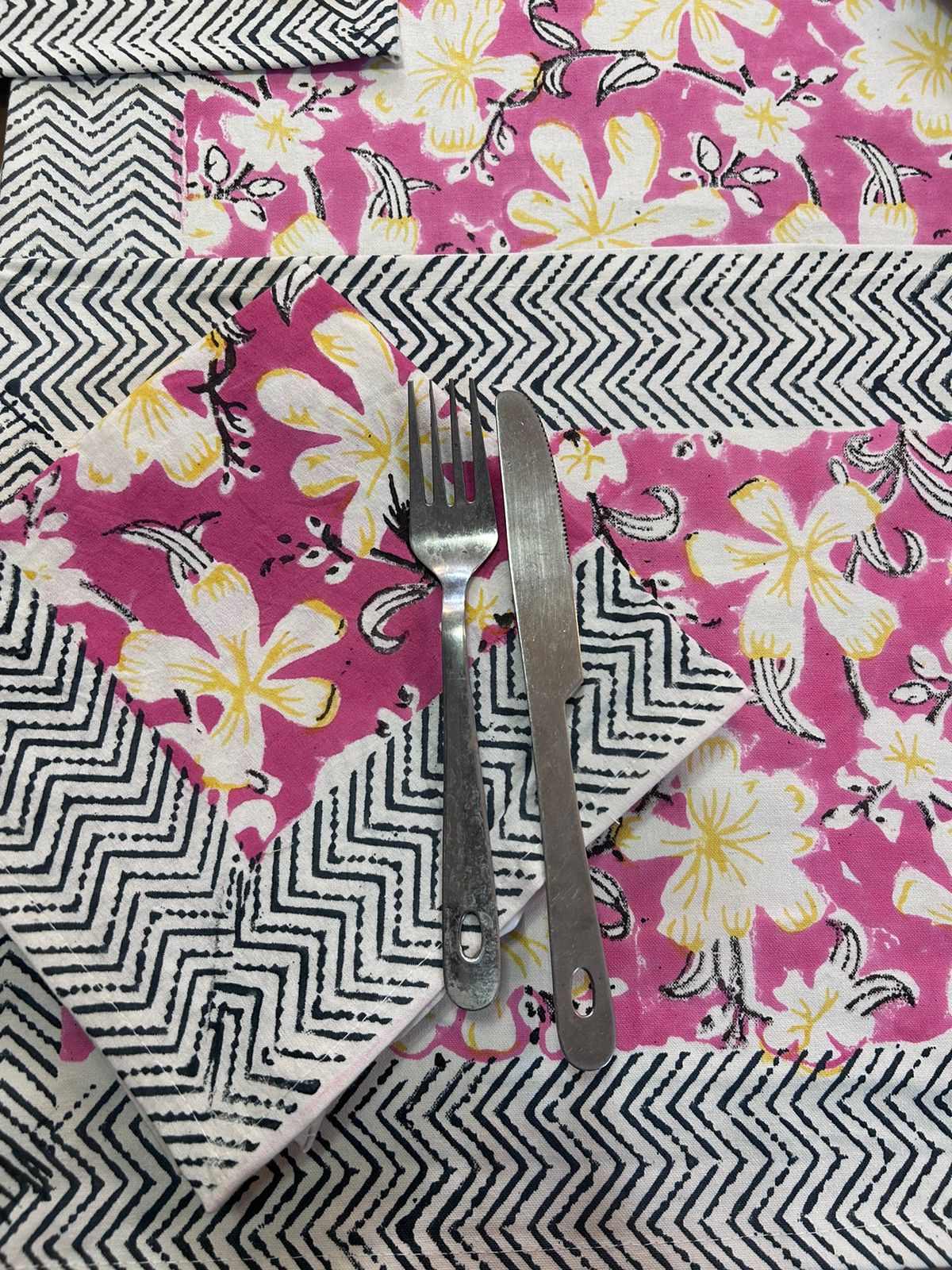 Hand Block Printed Dining Mat Set