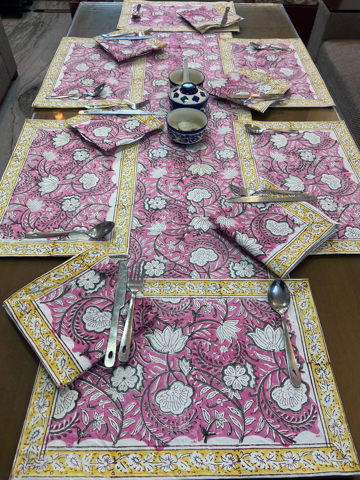 Hand Block Printed Dining Mat Set