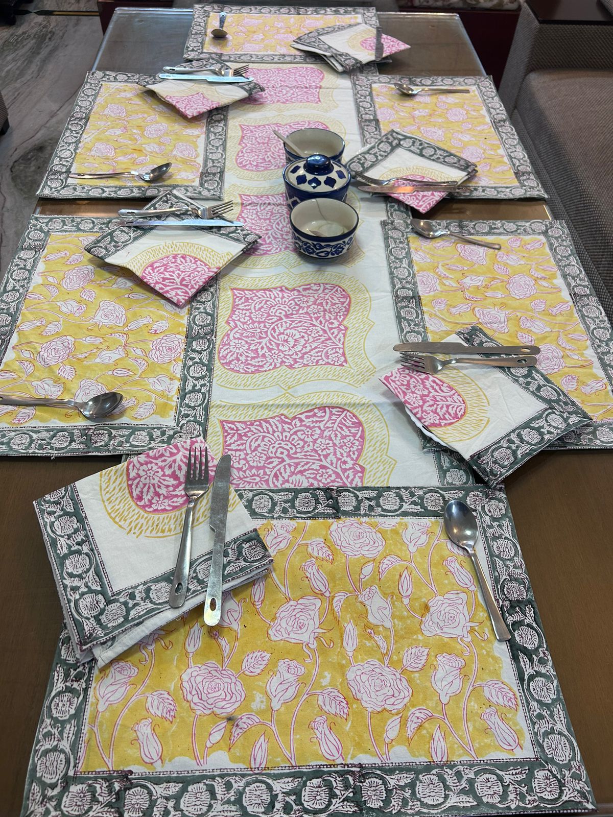 Hand Block Printed Dining Mat Set