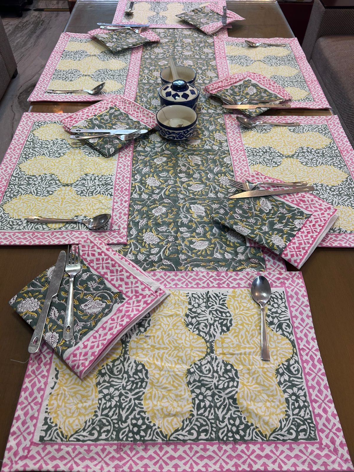 Hand Block Printed Dining Mat Set