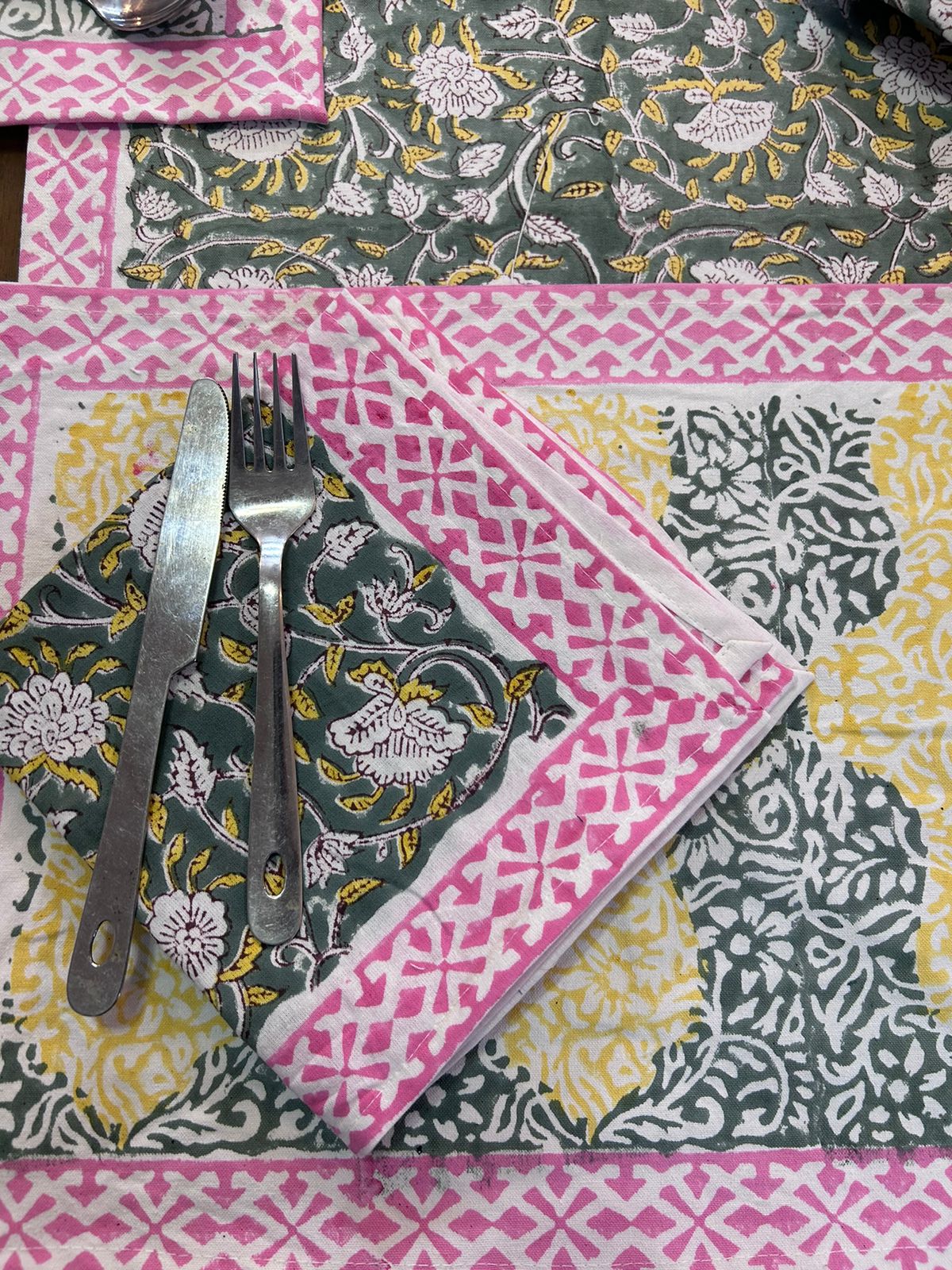 Hand Block Printed Dining Mat Set