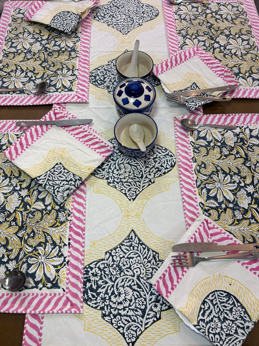 Hand Block Printed Dining Mat Set