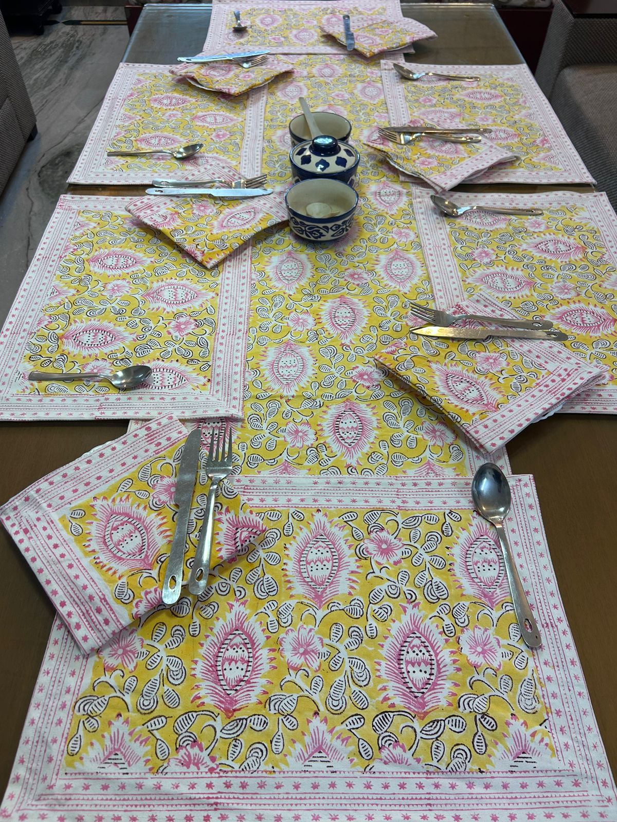 Hand Block Printed Dining Mat Set