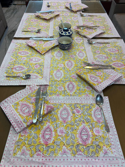 Hand Block Printed Dining Mat Set