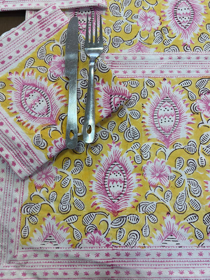 Hand Block Printed Dining Mat Set