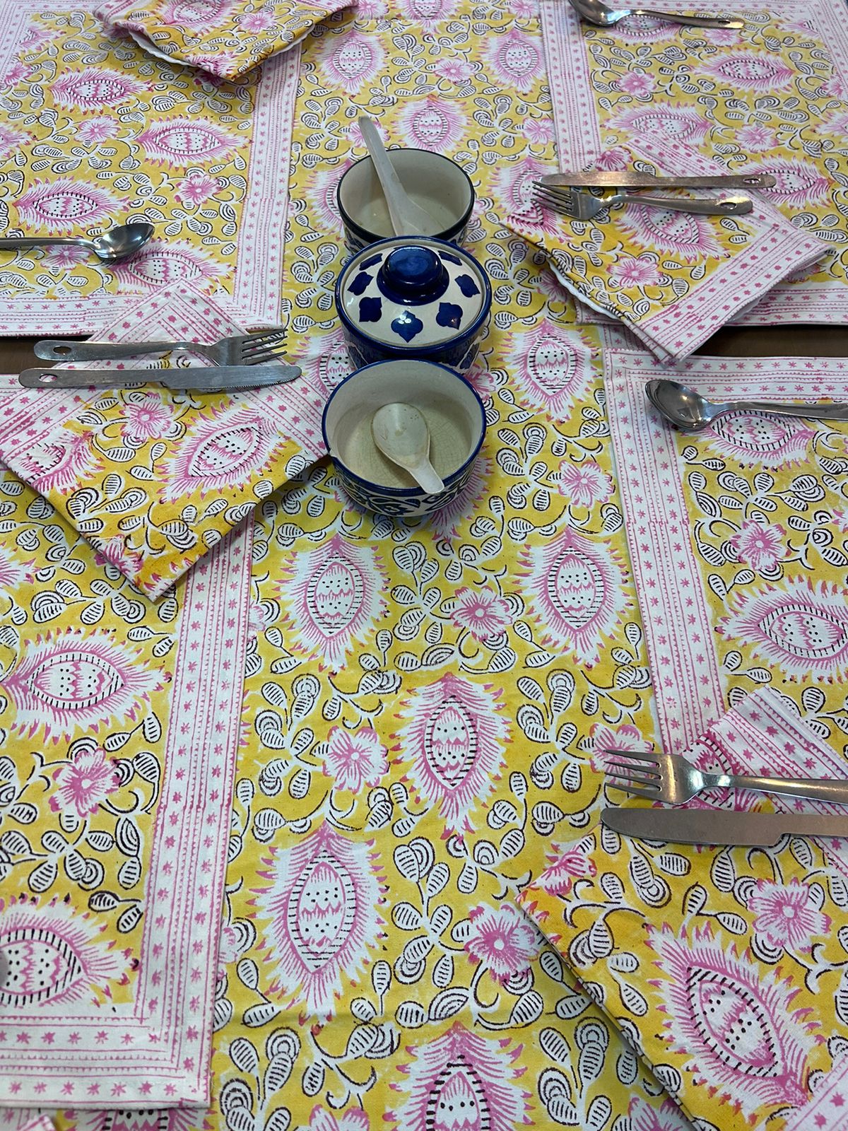 Hand Block Printed Dining Mat Set