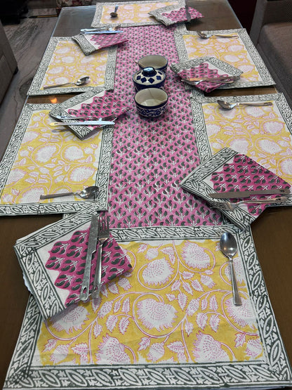 Hand Block Printed Dining Mat Set