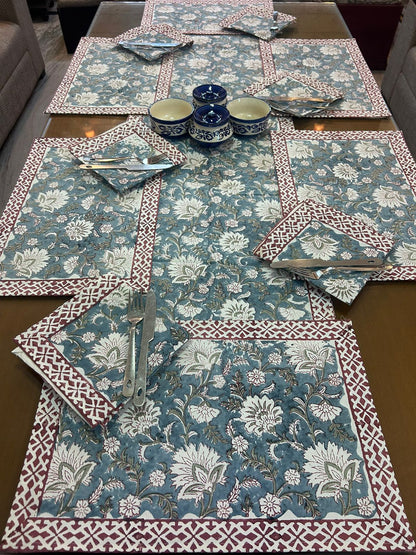 Hand Block Printed Dining Mat Set