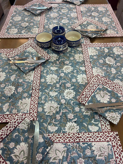 Hand Block Printed Dining Mat Set