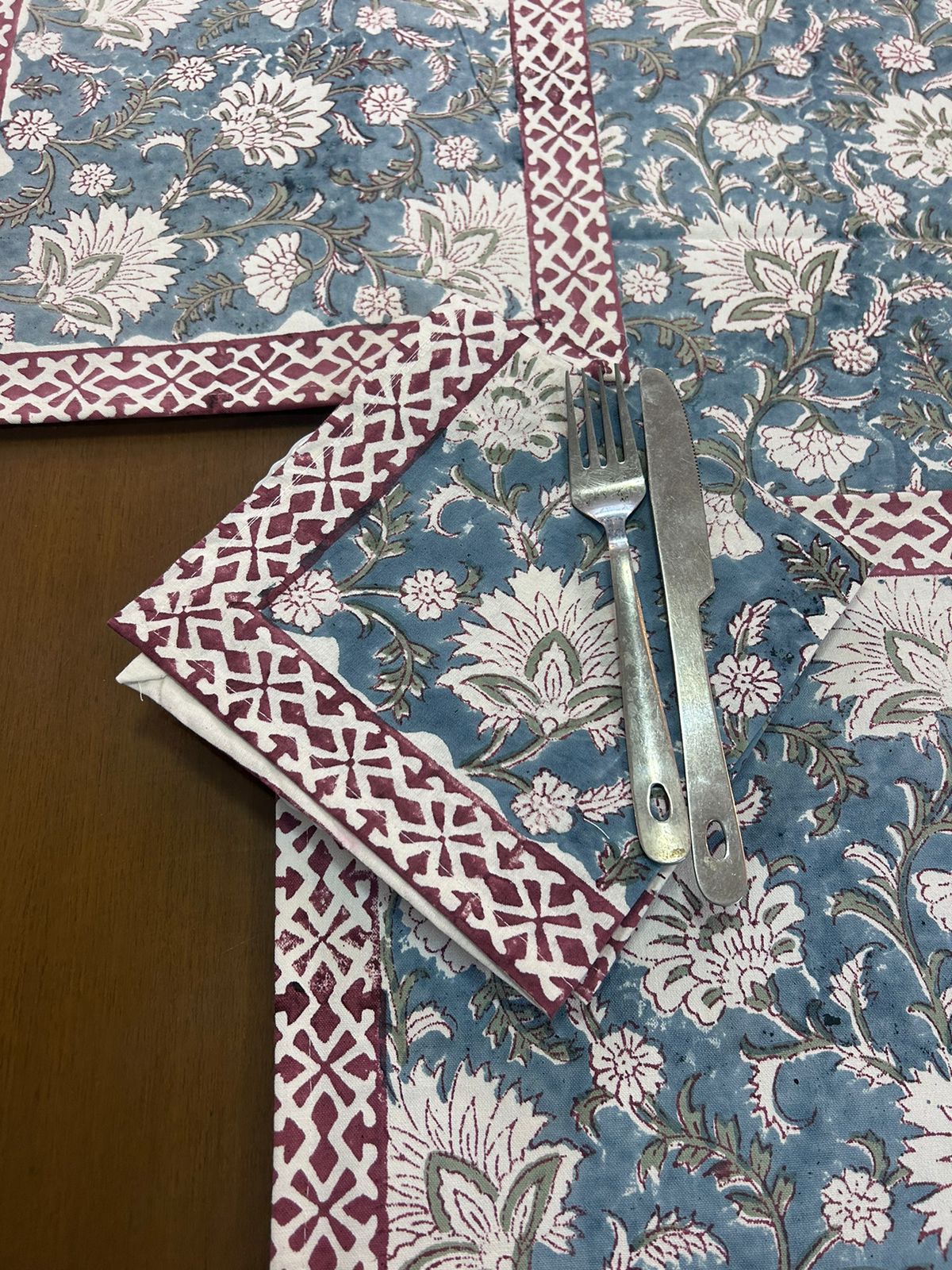 Hand Block Printed Dining Mat Set