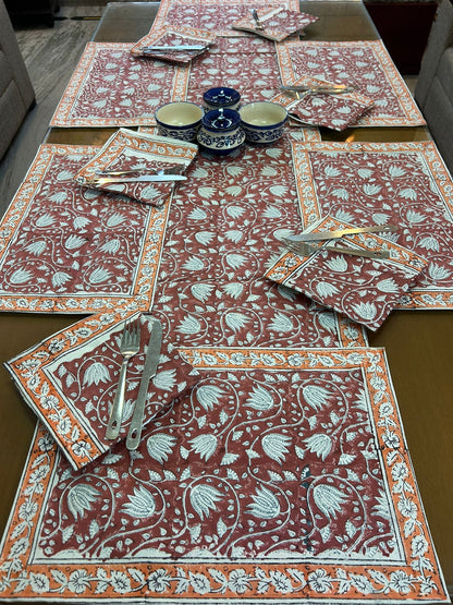 Hand Block Printed Dining Mat Set