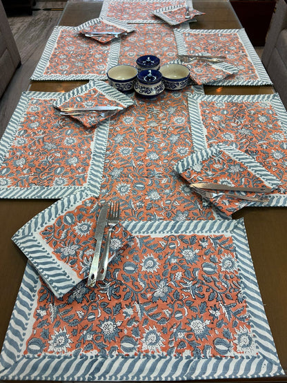 Hand Block Printed Dining Mat Set