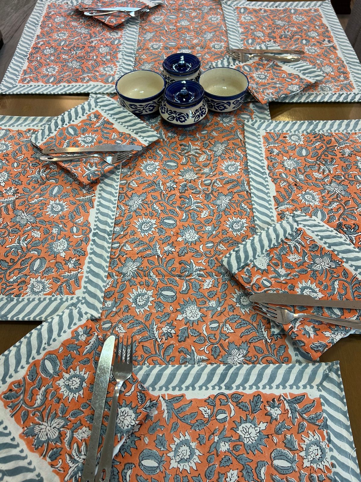 Hand Block Printed Dining Mat Set